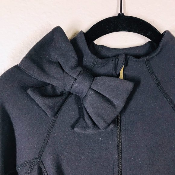 Kate Spade x Beyond Yoga Black Bow Neck Zip up Athletic Jacket - Picture 3 of 16